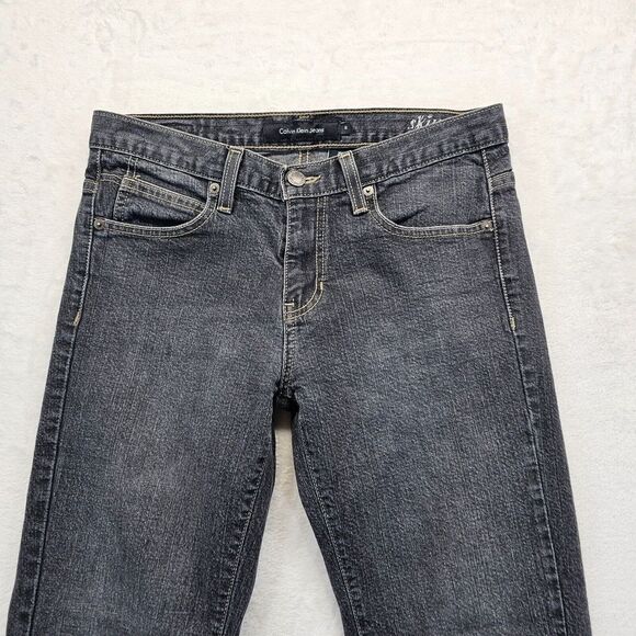 Calvin Klein Skinny Stretch Jeans Pockets Black Washed Denim Womens Sz 6 (31x30) - Picture 4 of 14